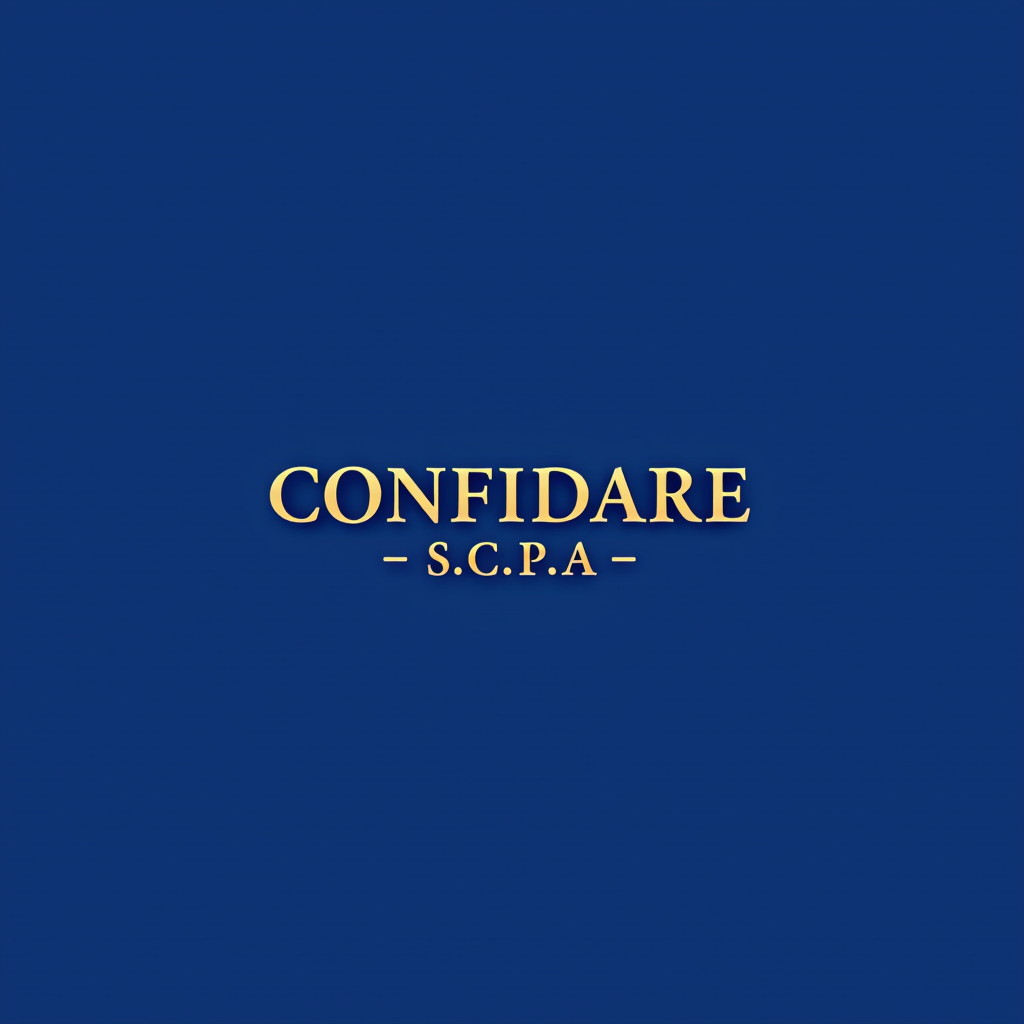 CONFIDARE S.C.P.A. - Intermediario Finanziario Torino - Logo aziendale con scritta elegante su sfondo blu reale