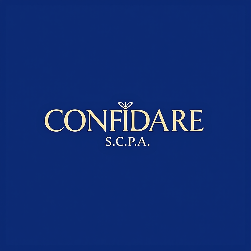 CONFIDARE S.C.P.A. - Intermediario Finanziario Torino - Logo aziendale con scritta elegante su sfondo blu reale