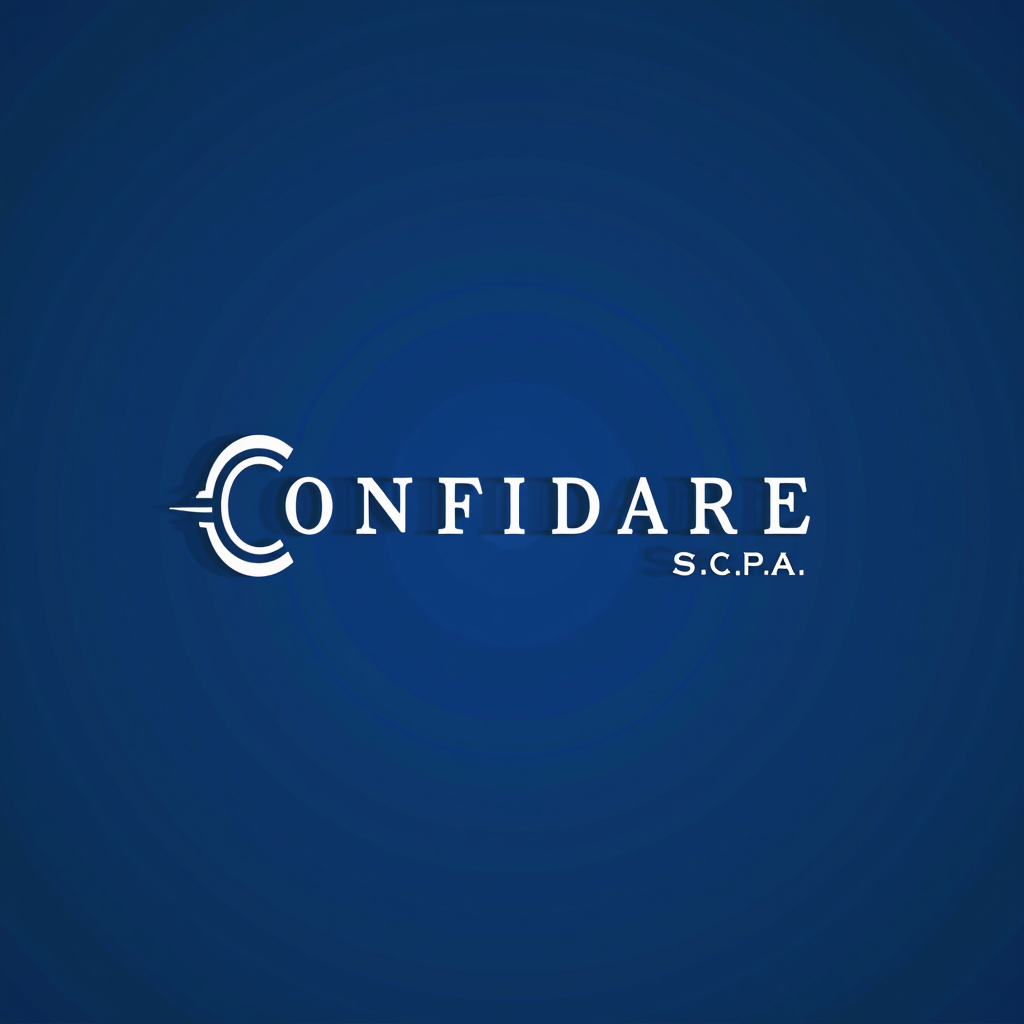 CONFIDARE S.C.P.A. - Intermediario Finanziario Torino - Logo aziendale con scritta elegante su sfondo blu reale