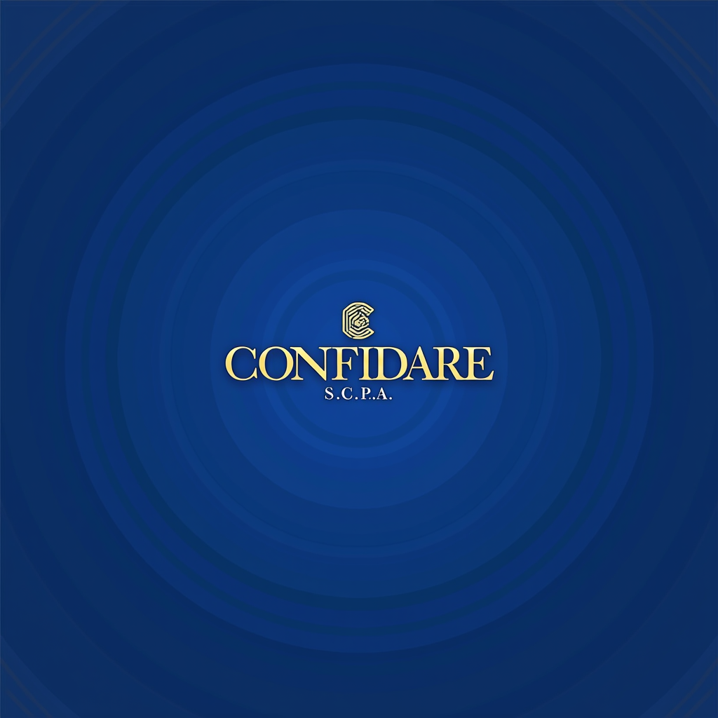 CONFIDARE S.C.P.A. - Intermediario Finanziario Torino - Logo aziendale con scritta elegante su sfondo blu reale