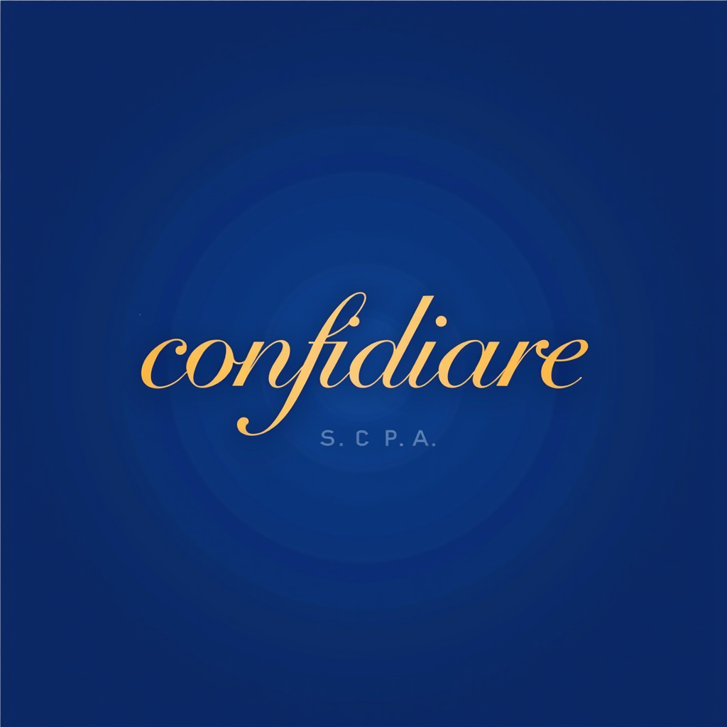 CONFIDARE S.C.P.A. - Intermediario Finanziario Torino - Logo aziendale con scritta elegante su sfondo blu reale