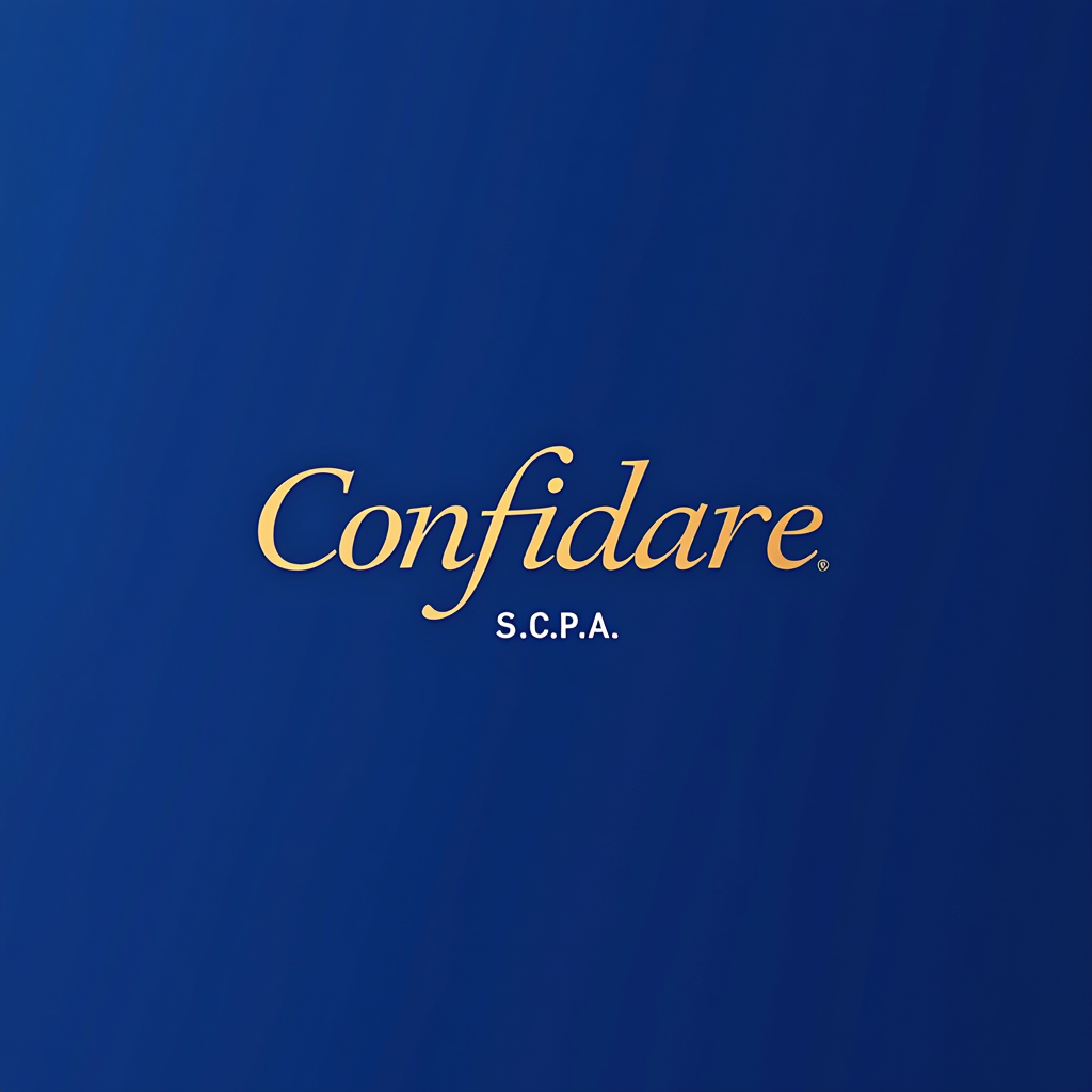 CONFIDARE S.C.P.A. - Intermediario Finanziario Torino - Logo aziendale con scritta elegante su sfondo blu reale