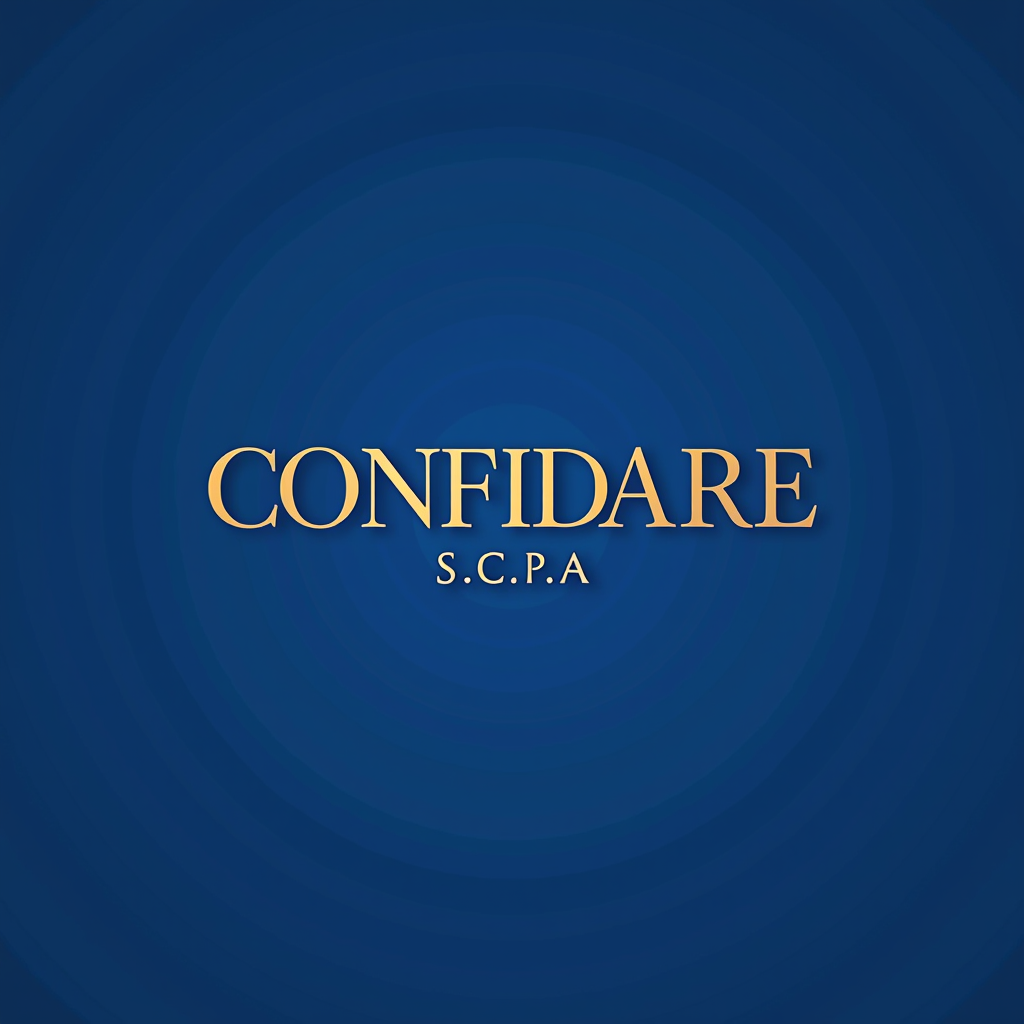 CONFIDARE S.C.P.A. - Intermediario Finanziario Torino - Logo aziendale con scritta elegante su sfondo blu reale