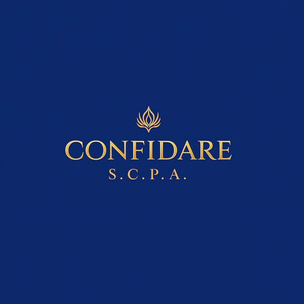 CONFIDARE S.C.P.A. - Intermediario Finanziario Torino - Logo aziendale con scritta elegante su sfondo blu reale