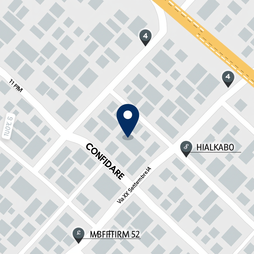 Mappa della sede di CONFIDARE S.C.P.A. a Torino, Via XX Settembre 41, mostrando la posizione nel centro città con punti di riferimento circostanti e indicazioni stradali